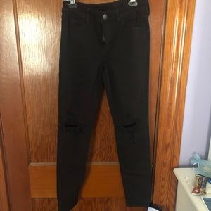 High waisted black jeans w/ knee holes size 8